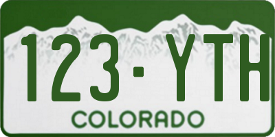 CO license plate 123YTH
