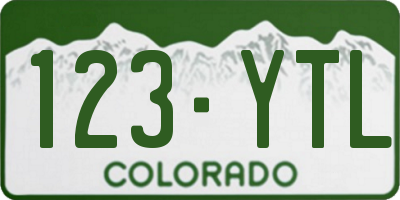 CO license plate 123YTL