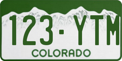 CO license plate 123YTM
