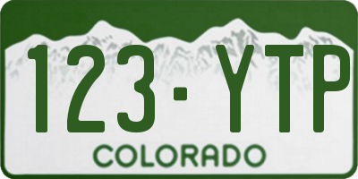 CO license plate 123YTP
