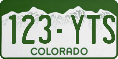 CO license plate 123YTS