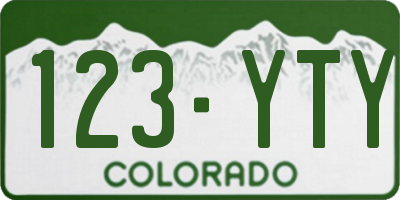CO license plate 123YTY