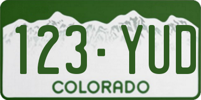 CO license plate 123YUD
