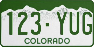 CO license plate 123YUG