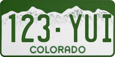 CO license plate 123YUI