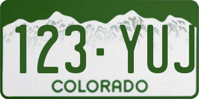 CO license plate 123YUJ
