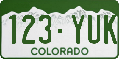 CO license plate 123YUK