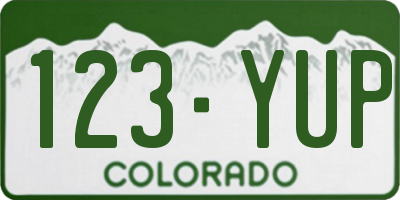 CO license plate 123YUP