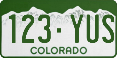 CO license plate 123YUS