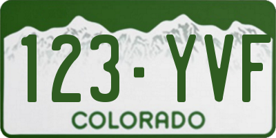 CO license plate 123YVF