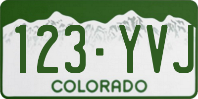 CO license plate 123YVJ
