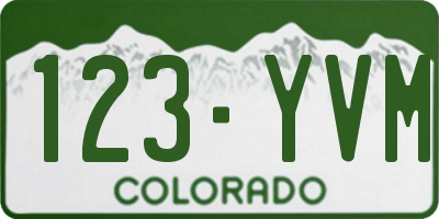 CO license plate 123YVM