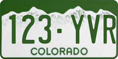 CO license plate 123YVR