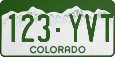 CO license plate 123YVT
