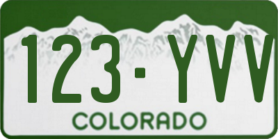 CO license plate 123YVV