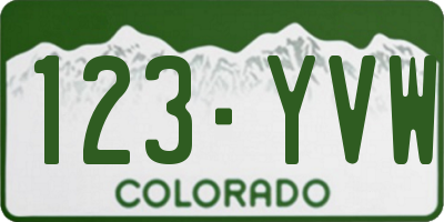 CO license plate 123YVW