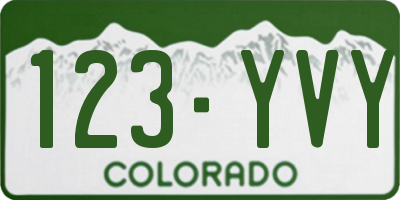 CO license plate 123YVY