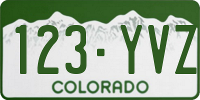 CO license plate 123YVZ