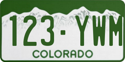 CO license plate 123YWM