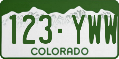 CO license plate 123YWW