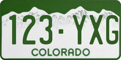 CO license plate 123YXG