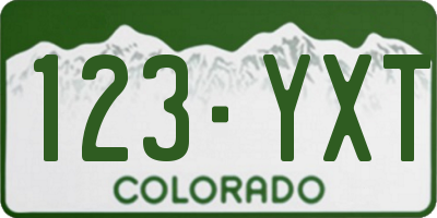 CO license plate 123YXT