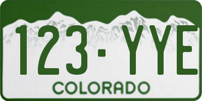 CO license plate 123YYE