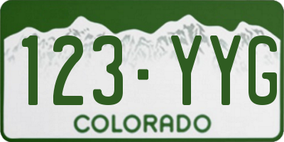 CO license plate 123YYG
