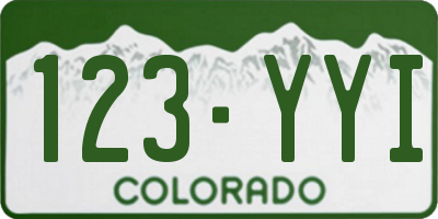 CO license plate 123YYI