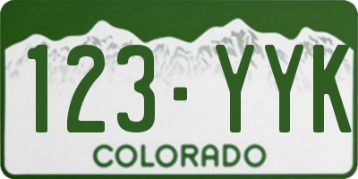 CO license plate 123YYK