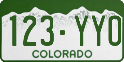 CO license plate 123YYO