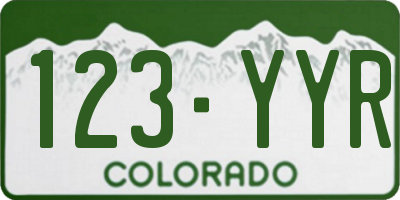 CO license plate 123YYR