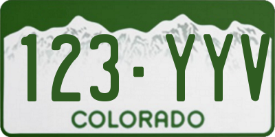 CO license plate 123YYV