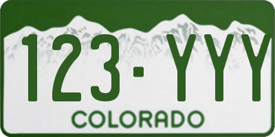 CO license plate 123YYY