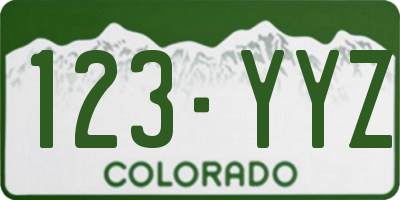 CO license plate 123YYZ