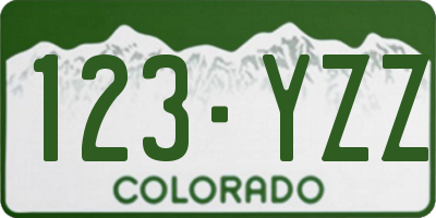 CO license plate 123YZZ