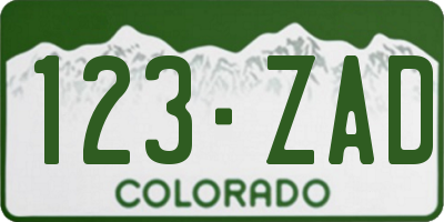 CO license plate 123ZAD