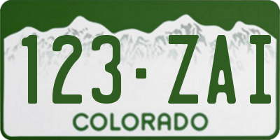 CO license plate 123ZAI