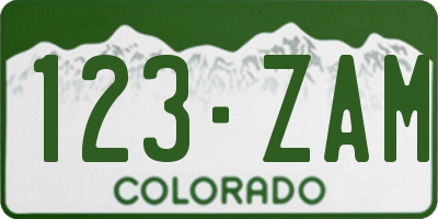 CO license plate 123ZAM