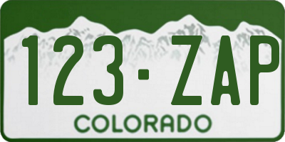 CO license plate 123ZAP