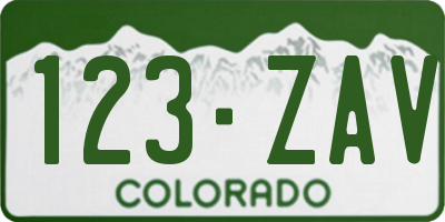 CO license plate 123ZAV