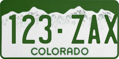 CO license plate 123ZAX