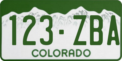 CO license plate 123ZBA