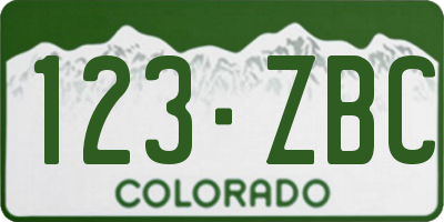 CO license plate 123ZBC