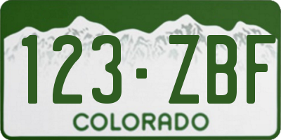 CO license plate 123ZBF