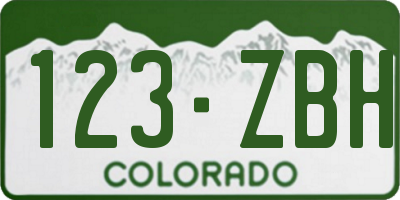 CO license plate 123ZBH