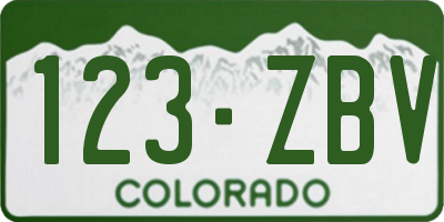 CO license plate 123ZBV