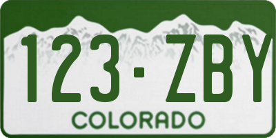 CO license plate 123ZBY