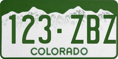 CO license plate 123ZBZ