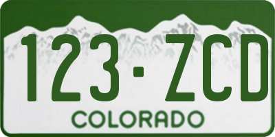 CO license plate 123ZCD